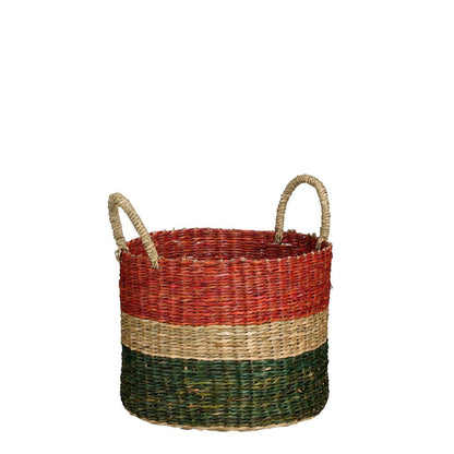 Mand - Set van 3 - H29 x Ø32 cm - Bruin, Rood, Groen, Roze