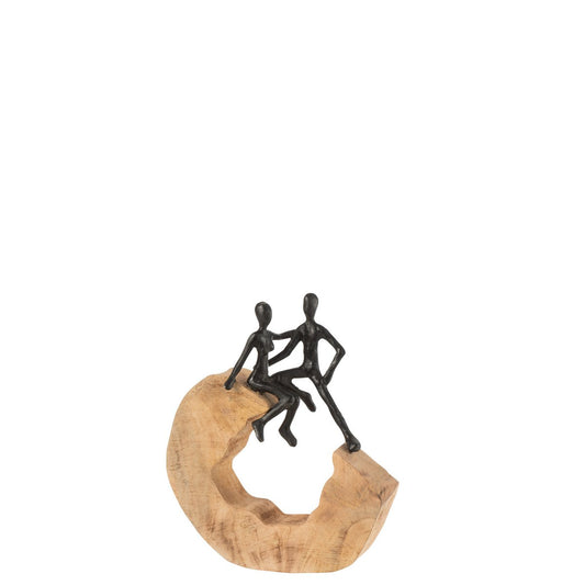 J-Line decoratie figuur Koppel Zit - hout/aluminium - zwart
