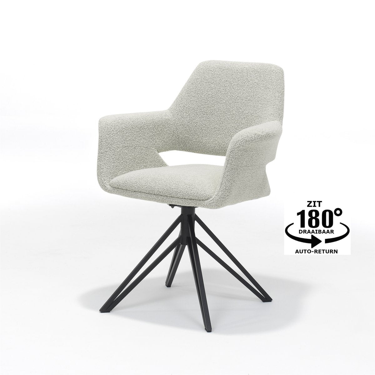 Katy fauteuil stof teddy ivoor, draaivoet