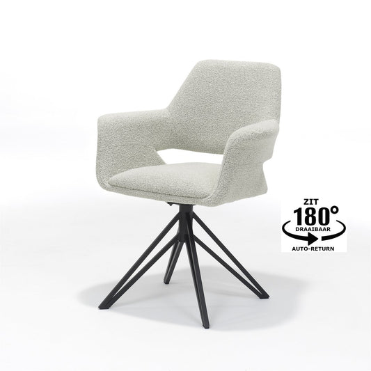 Katy fauteuil stof teddy ivoor, draaivoet