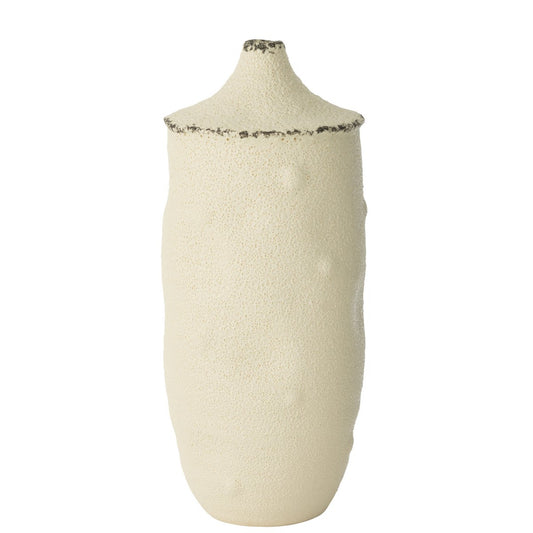 J-Line vaas Bay - keramiek - wit/zwart - large - 40.5 cm hoog
