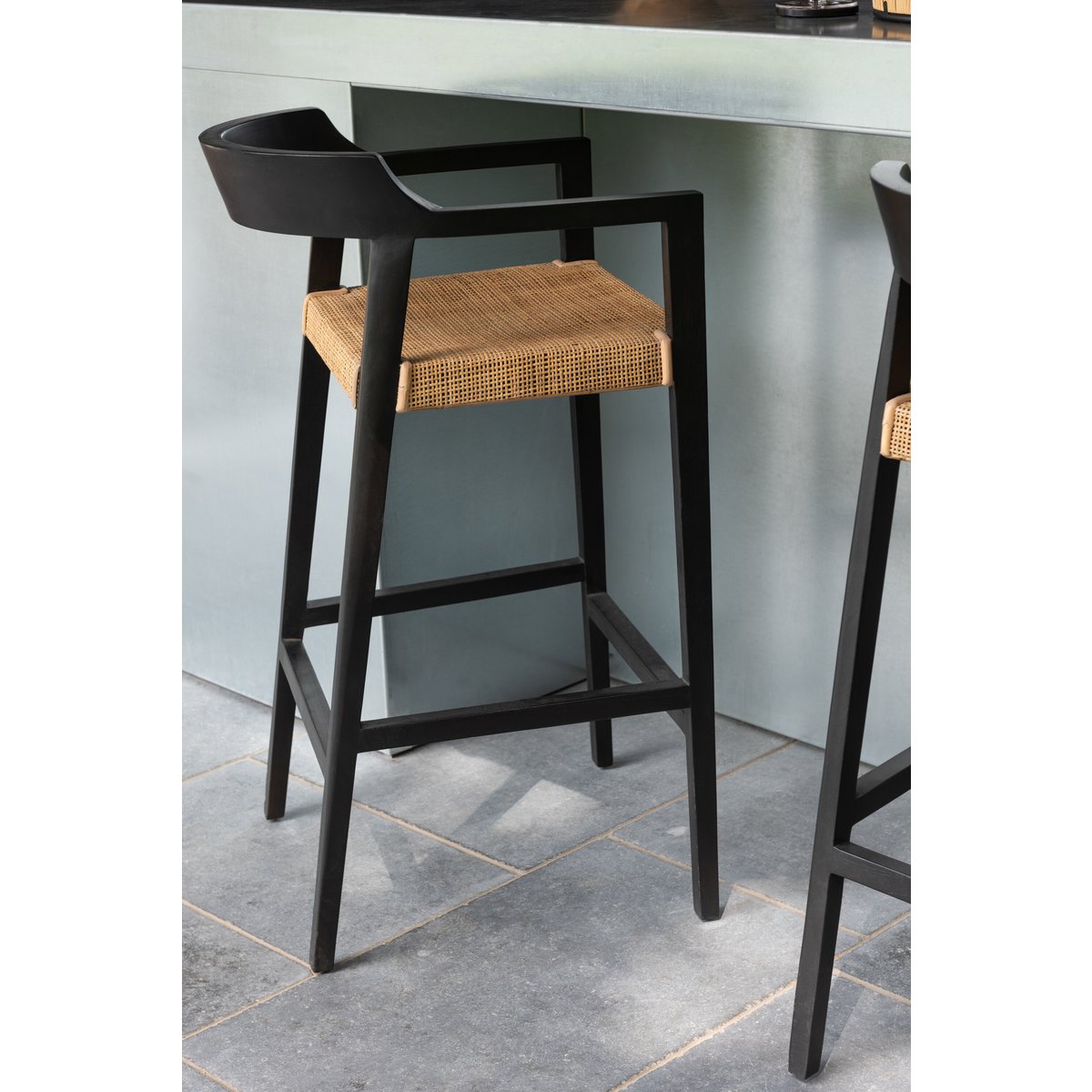J-Line barstoel Emma - hout - zwart/bruin