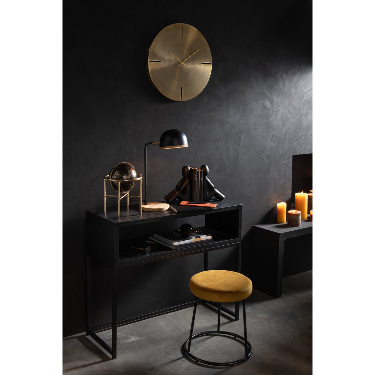 J-Line tafellamp Evy - metaal/hout - zwart/naturel