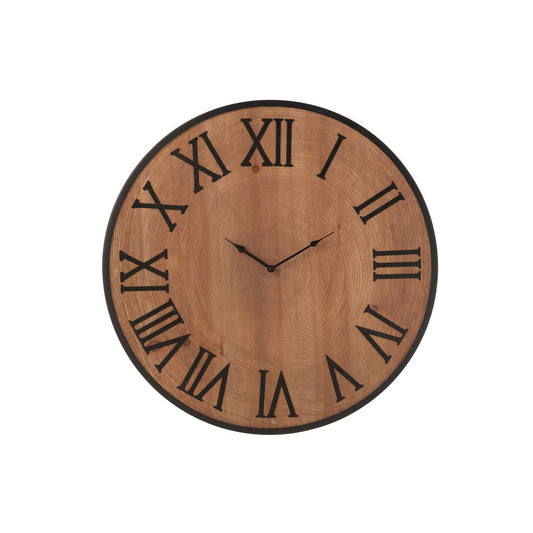 J-Line klok Nue - mdf/ijzer - naturel - large - Ø 60 cm