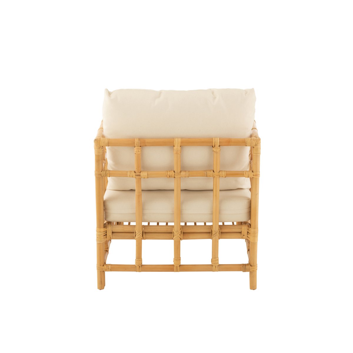 J-Line armstoel Elise + Kussen - rotan/textiel - naturel/wit