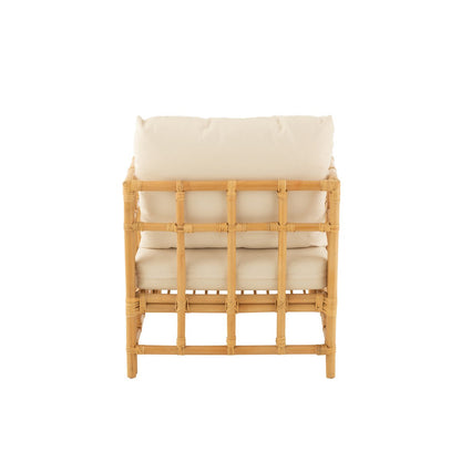 J-Line armstoel Elise + Kussen - rotan/textiel - naturel/wit
