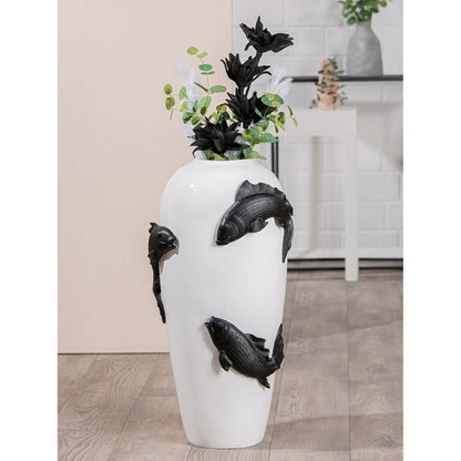 Vaas Koi zwart H.73 cm