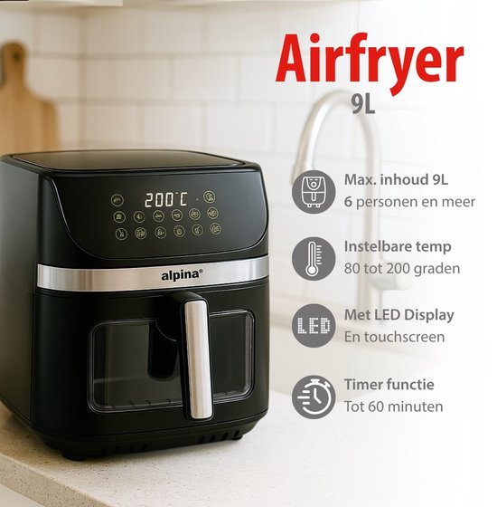Airfryer Alpina XXL 9L 1800W Digital Display