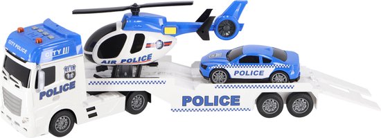 Rapid Wheels Autotransporter Politie + Auto en Helikopter + Licht en Geluid