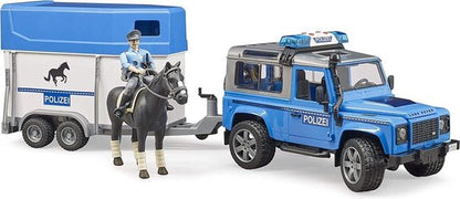 Bruder 02588 Politie Jeep met Paardentrailer + Paard en Figuur + Licht en Geluid