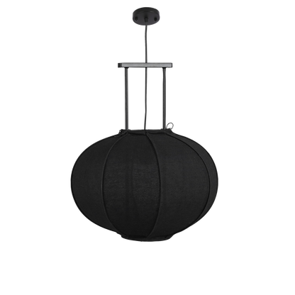 Pego Hanglamp - H55 x Ø50 cm - Linnen - Zwart