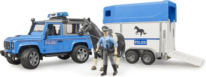 Bruder 02588 Politie Jeep met Paardentrailer + Paard en Figuur + Licht en Geluid