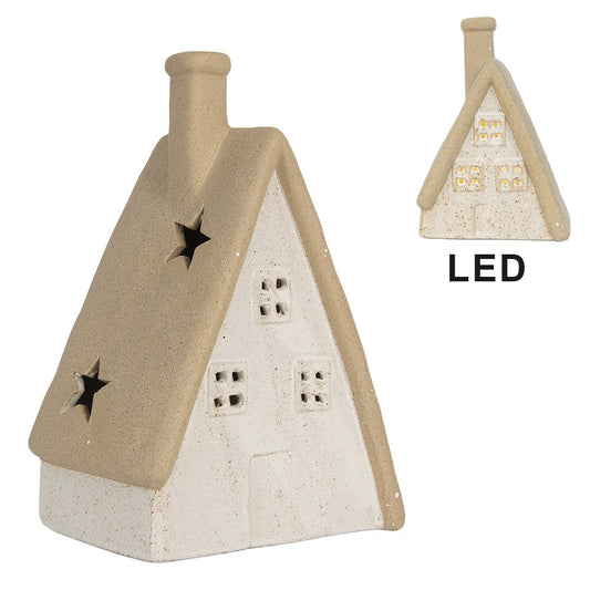 Decoratie huisje met LED 9x7x13 cm