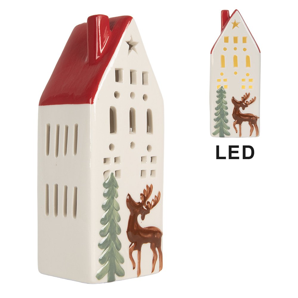 Decoratie huisje met LED 7x6x19 cm