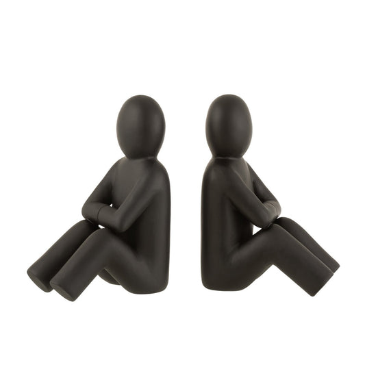 J-Line boekensteun P'tit Maurice - zwart - 2 stuks