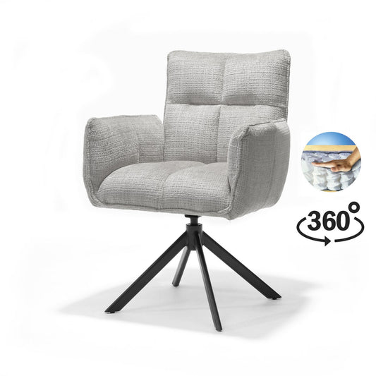 Nova armstoel Stof Cremona #04 Natural - 360 Draaibaar frame zwart A360