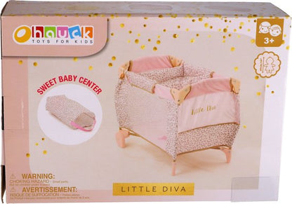 Little Diva Opvouwbare Poppenbedje 41x28x12 cm Roze/Goud