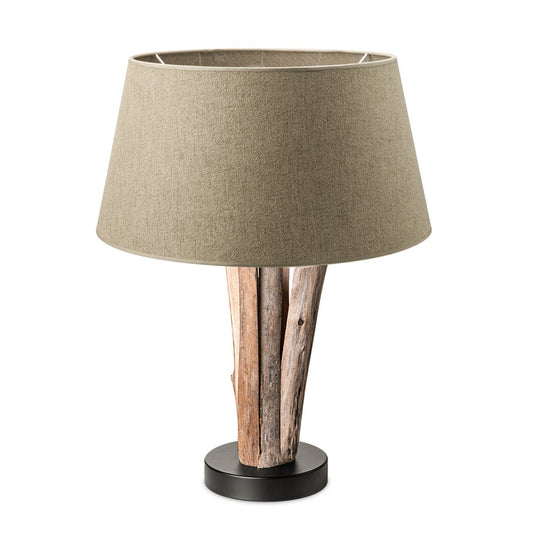 Tafellamp Melrose met Bindy Houten - Taupe Lampenkap