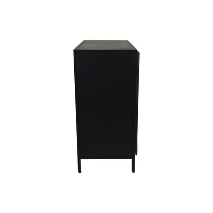 Vitrinekast Bronx Laag 2 Deur-90x40x85-Zwart/Grijs-Metaal