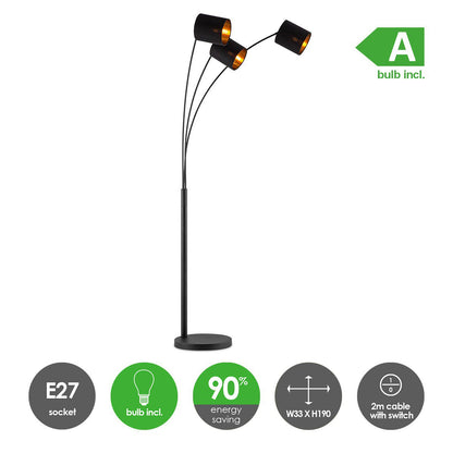 Moderne Vloerlamp - Staande Lamp - 3-lampenkapp