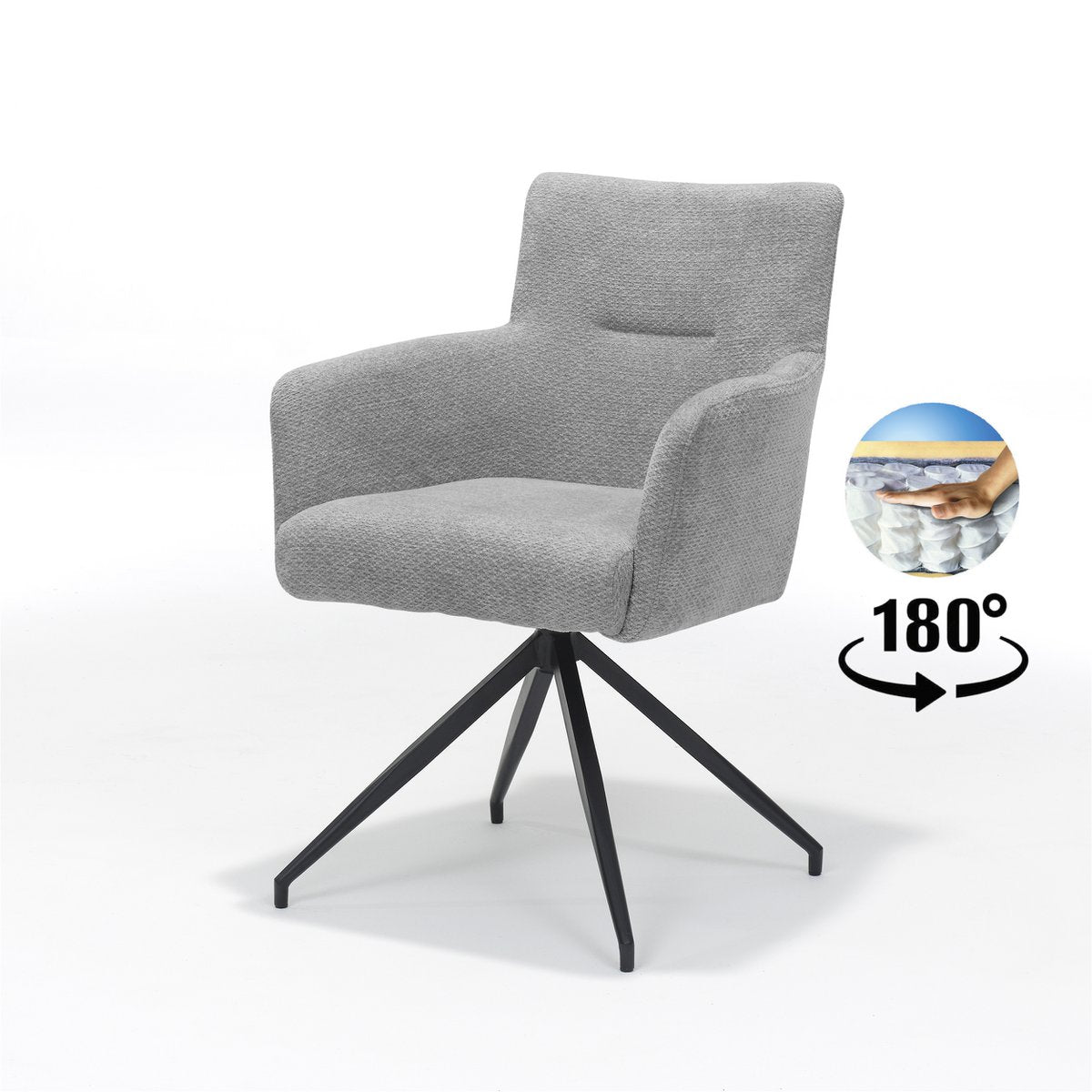 Joey armstoel Stof Retro Bliss Grijs frame zwart