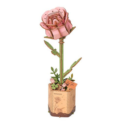 Houten Bloem Roze Roos