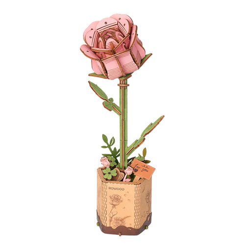 Houten Bloem Roze Roos