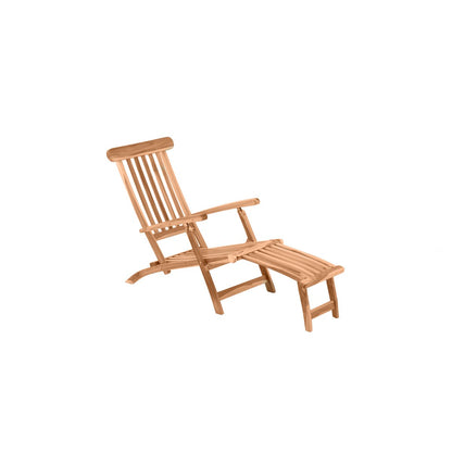 Ligstoel met voetensteun, teak