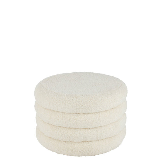 J-Line Poef Rond Teddy Polyester Wit