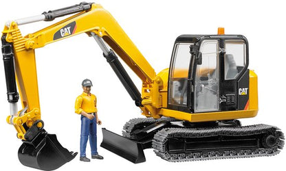 Bruder 02466 CAT Minibagger met Arbeider 1:16
