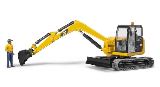 Bruder 02466 CAT Minibagger met Arbeider 1:16