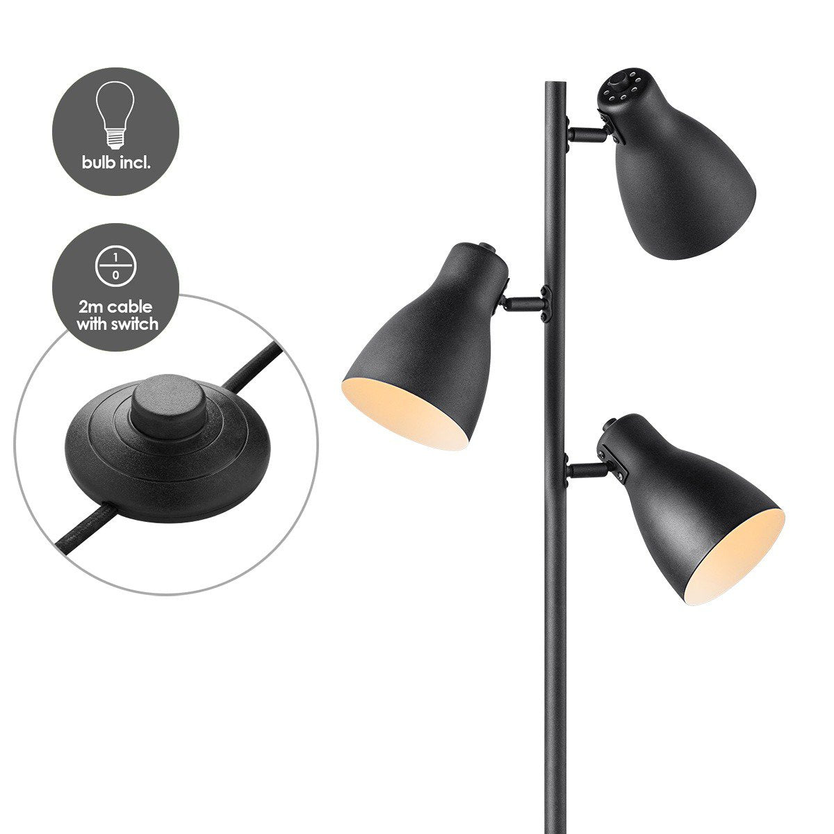 Vloerlamp zwart - Moderne Vloerlamp Zwart