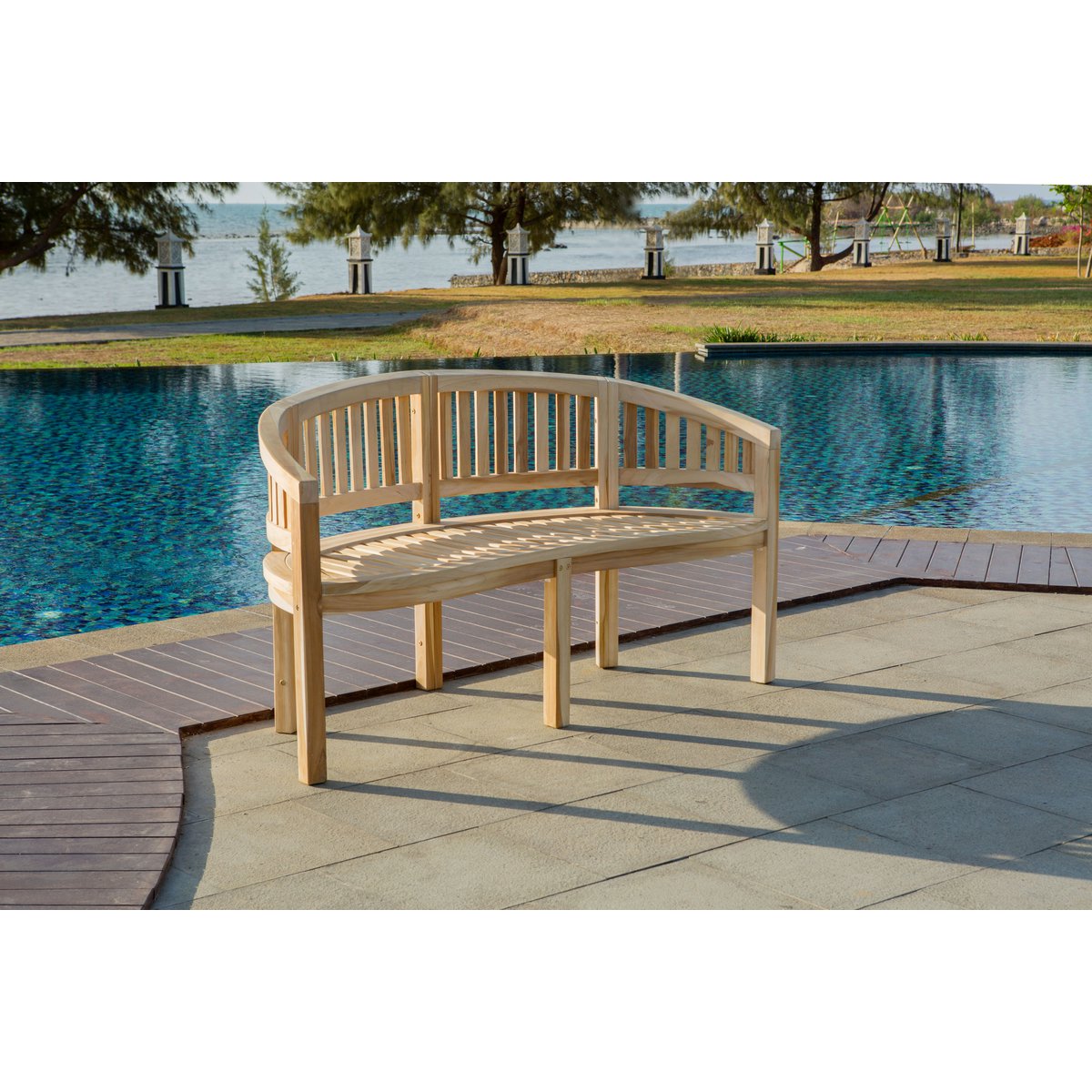 Banaanvormige tuinbank, 150 cm, teak