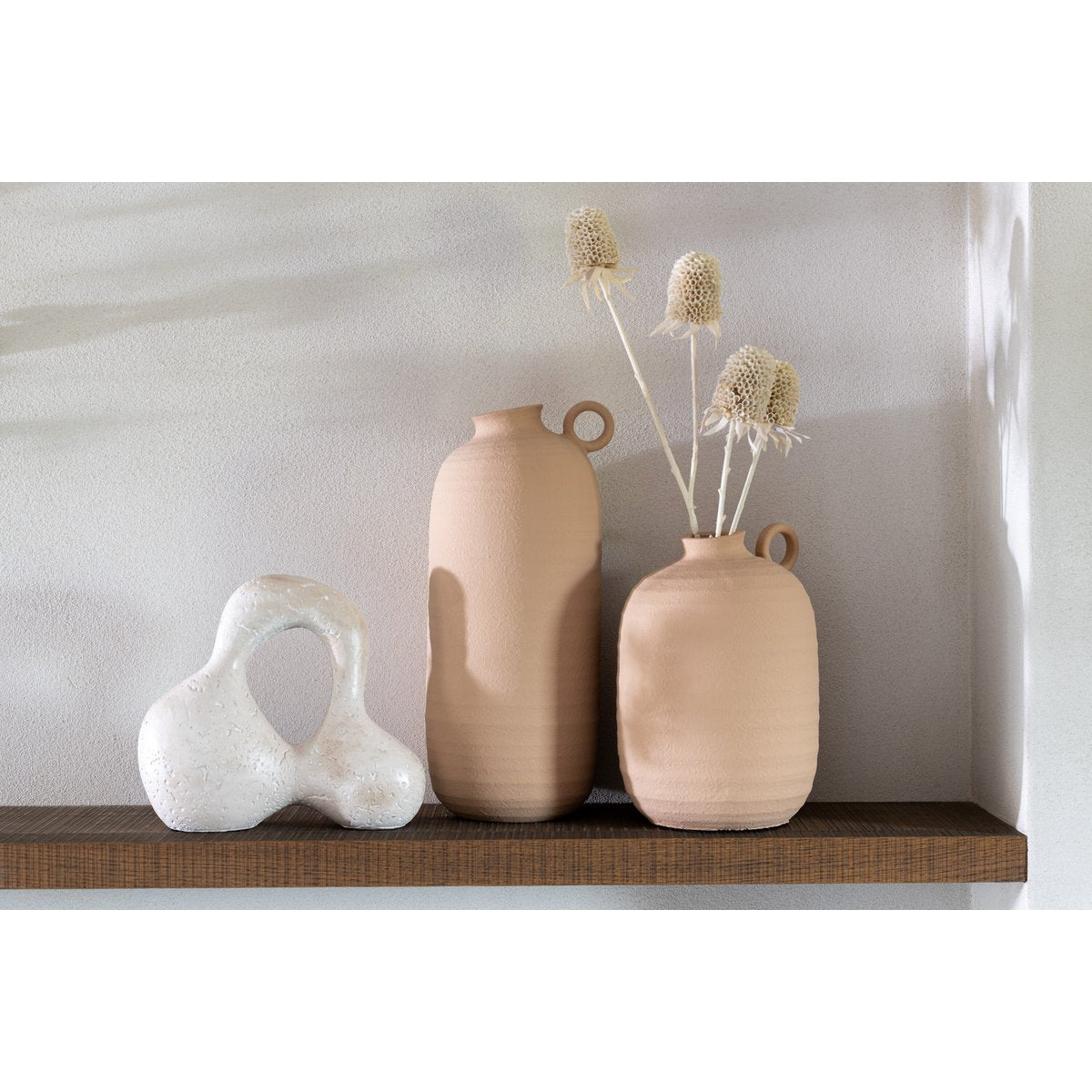 J-Line vaas Cassia - keramiek - beige - small - 27 cm hoog