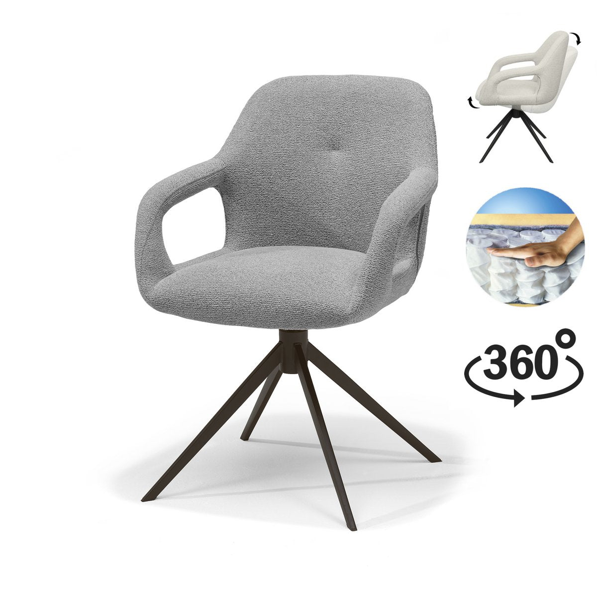 Move armstoel Stof Sahara #455 Grey - Relax functie - frame Anodic Brown