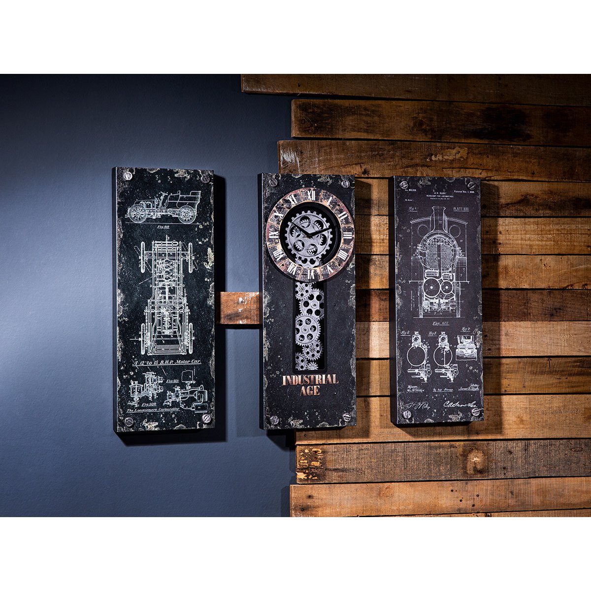 Wandklok "Steampunk" set van 3
