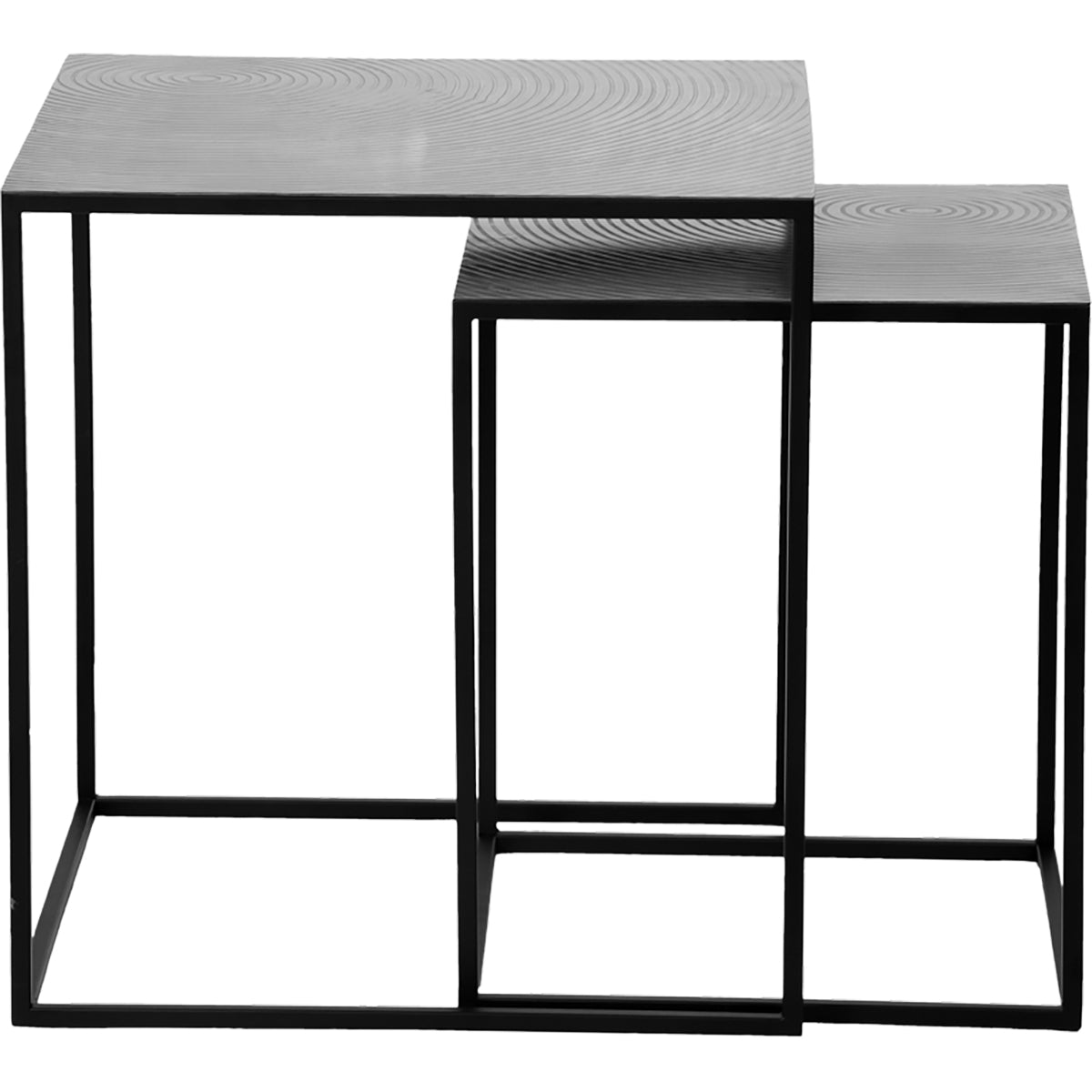 Set van 2 metalen Bijzettafels vierkant 50 x 50 x 53cm Zwart/Zilver