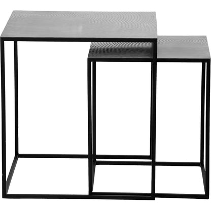 Set van 2 metalen Bijzettafels vierkant 50 x 50 x 53cm Zwart/Zilver