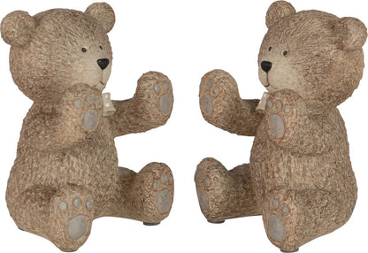J-Line boekensteun Teddy - polyresin - lichtbruin - 2 stuks