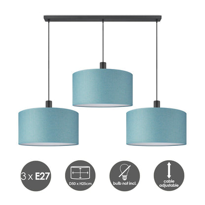 Hanglamp Canvas-Xxl Beam 3L - petrolblauw  - 50cm