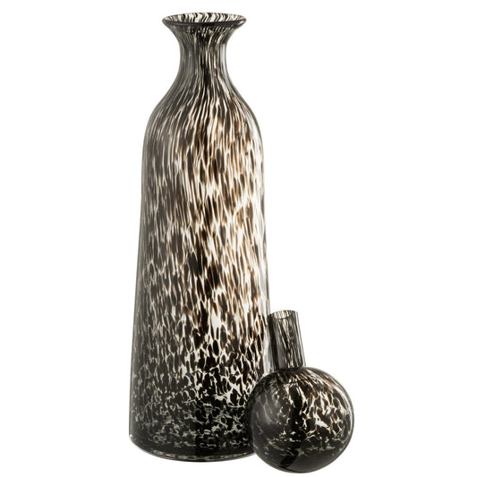 J-Line decoratie Fles + Stop Stip Hoog - glas - zwart - large