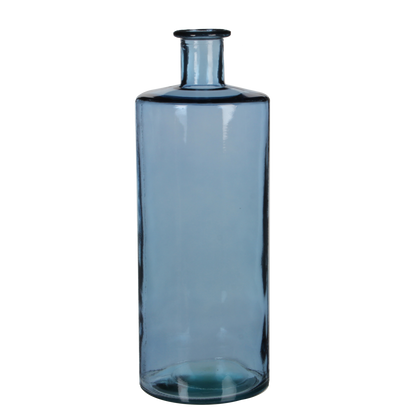 Guan Fles Vaas - H40 x Ø15 cm - Gerecycled Glas - Blauw