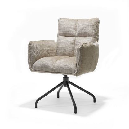 Nova armstoel Stof Cremona #14 Beige - 360 Draaibaar frame zwart P14