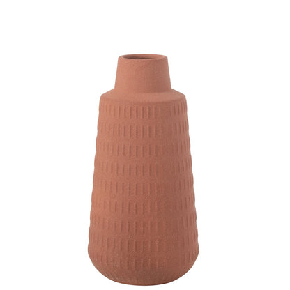 J-Line vaas Ria Gekerfd - porselein - terracotta - large - 31 cm hoog