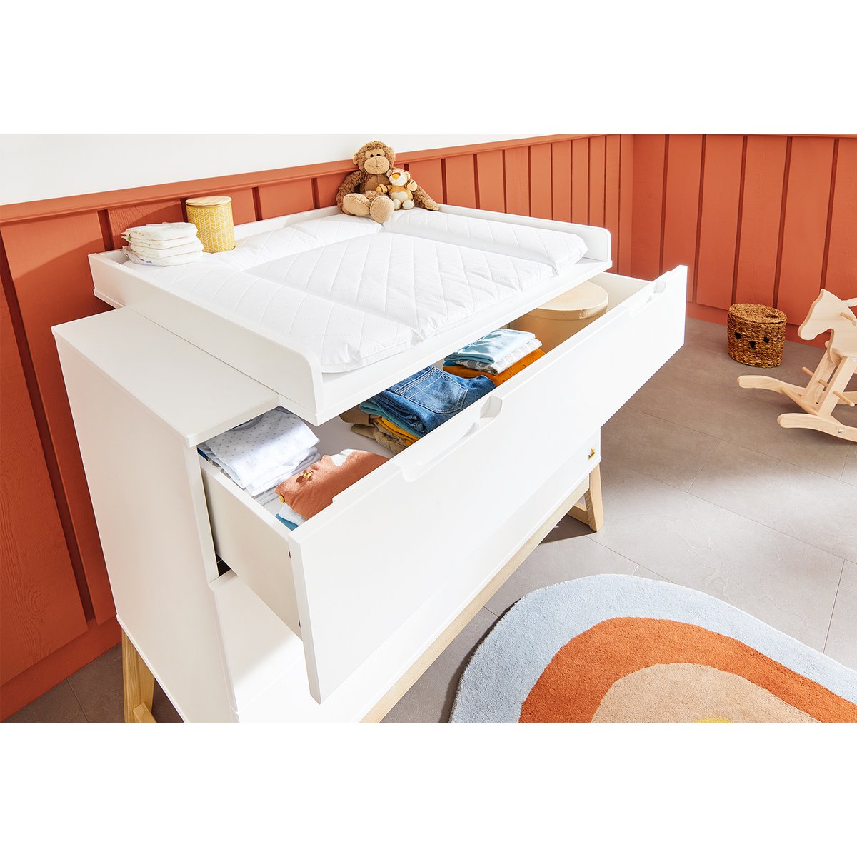 Set 'Brug' breed 3 delen: ledikant, brede commode, 2-deurs kledingkast