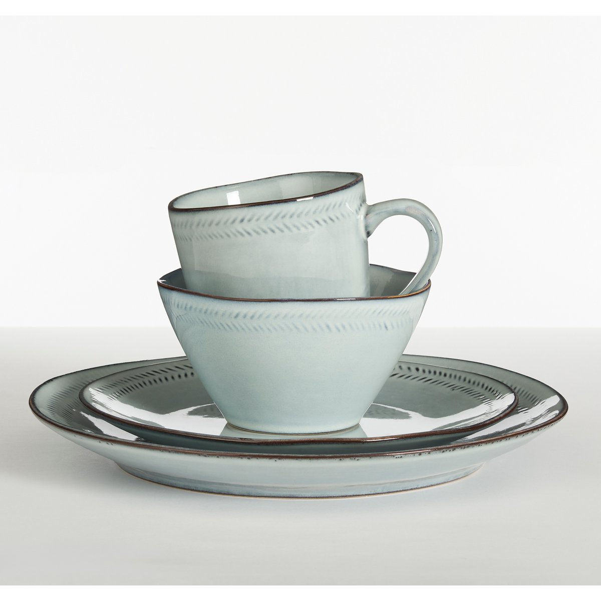 Racco Serviesset 4 Persoons - Steengoed - Lichtgrijs