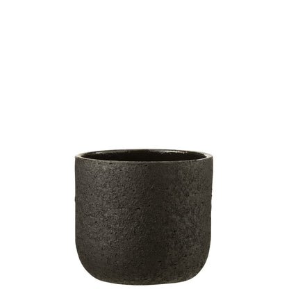J-Line bloempot Ruw - keramiek - zwart - large - Ø 22 cm