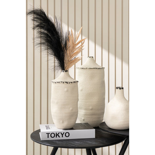 J-Line vaas Bay - keramiek - wit/zwart - small - 23.5 cm hoog