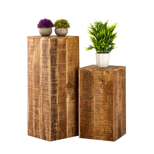 Bloemzuil mangohout 50 of 73cm hoog