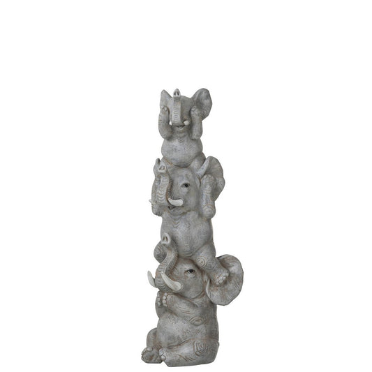 J-Line figuur Olifant Horen/Zien/Zwijgen - polyresin - grijs
